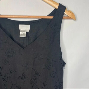 Votre Nom Silk/Linen Black Embroidered Dress Size Small
